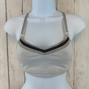 Lululemon White/Grey/Black Mesh V-Neck Cross Back Sports Bra Size 6